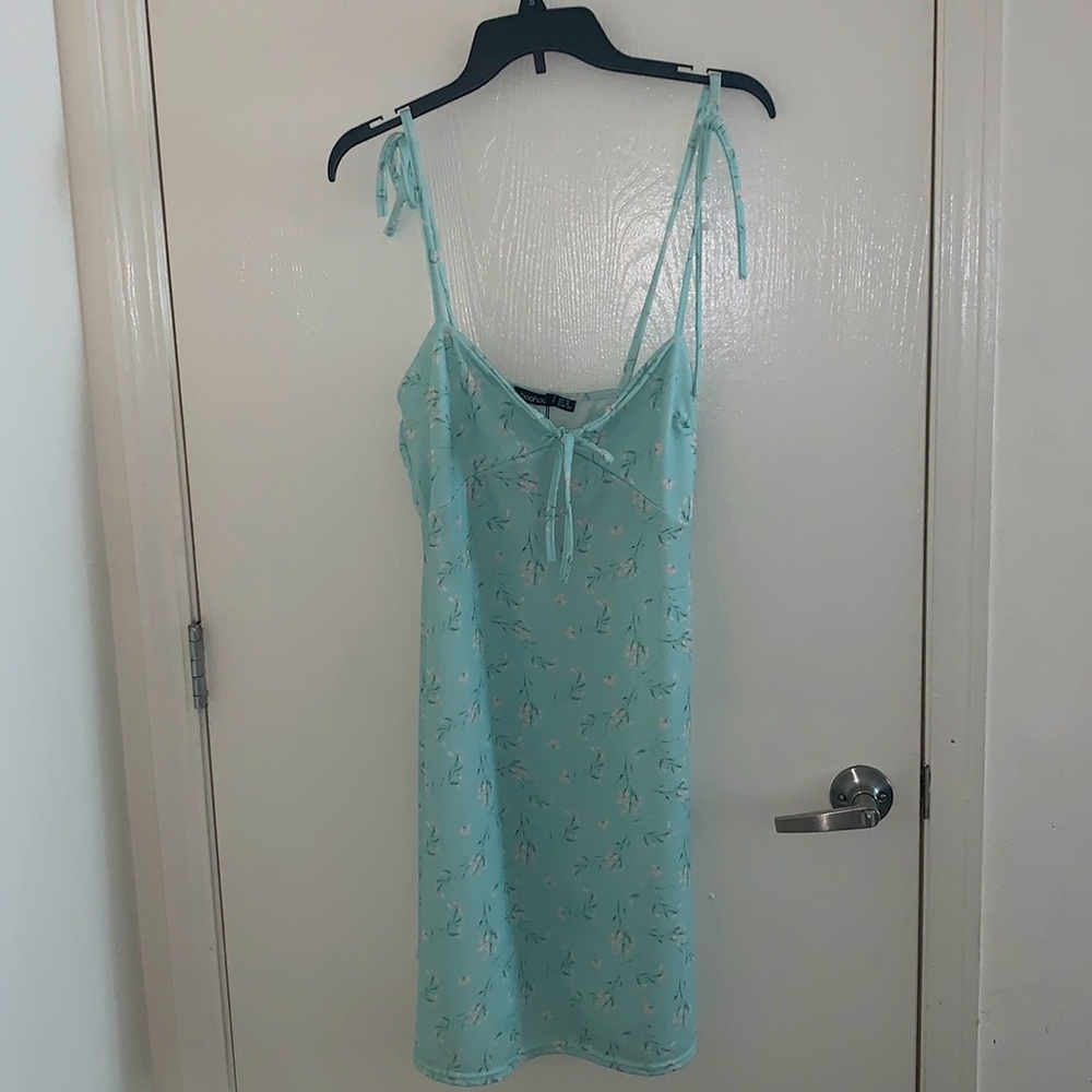 Blue Floral Strappy Swing Dress